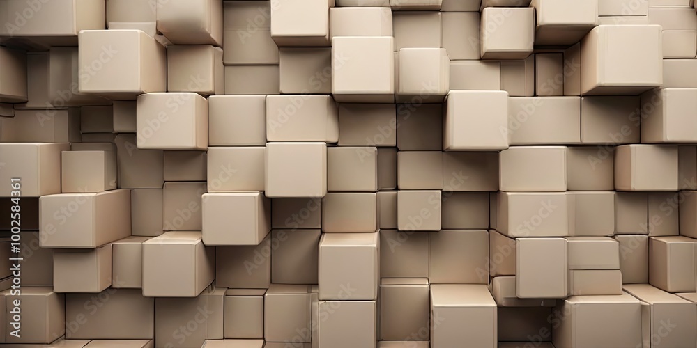 Poster a wall of boxes in a room