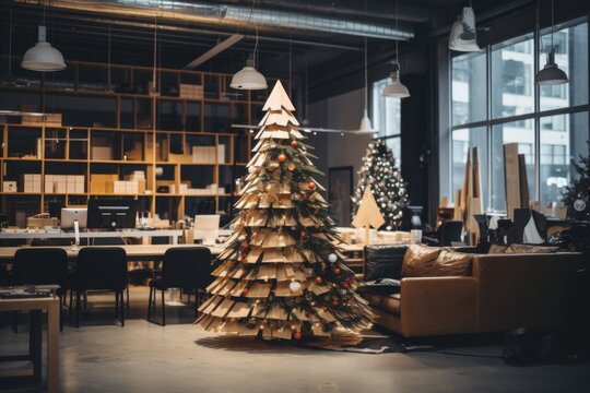 Christmas tree in a nordic deigned startup company office