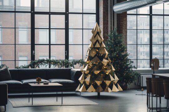Christmas tree in a nordic deigned startup company office
