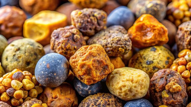 High-resolution images of gallstones highlighting different types, sizes, and colors for medical use