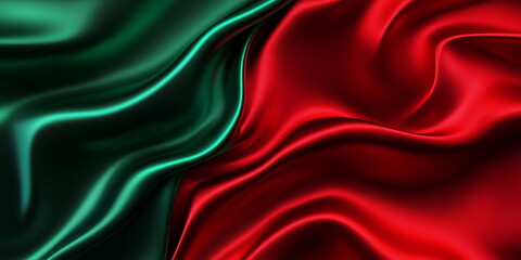 Green and red cloth waves