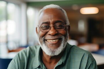 Obraz premium Smiling portrait of a senior man in nursing home