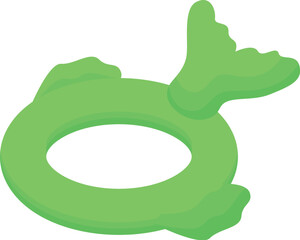 Green inflatable ring shaped like a whale, designed for fun and safety while swimming in the pool during summertime
