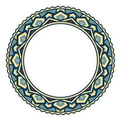 Round ornamented frame. Multicolored border for photo or picture. Version 3. Vector illustration
