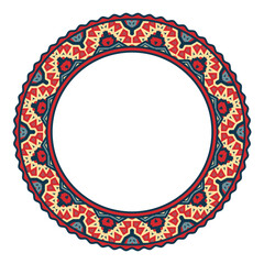 Round ornamented frame. Multicolored border for photo or picture. Version 5. Vector illustration