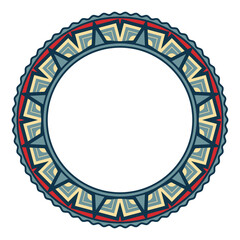 Round ornamented frame. Multicolored border for photo or picture. Version 2. Vector illustration
