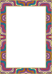 Multicolored style frame in A4 format. Elegant ornament with gold elements. Version 2. Vector illustration