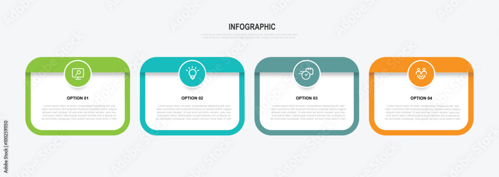 Aufkleber 4 columns or table infographic vector with icons suitable for business information and web presentation