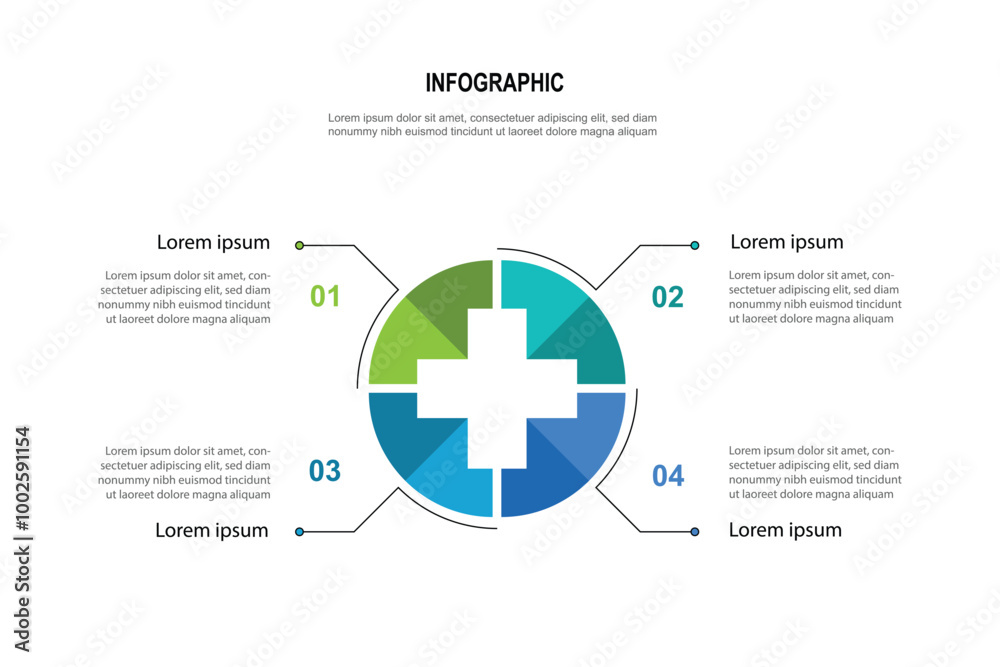 Poster 4 step process on circle infographic with health concept