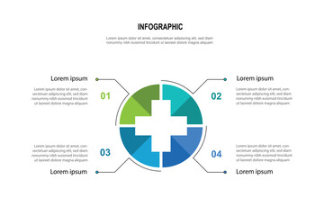 4 step process on circle infographic with health concept 