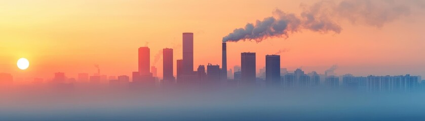 A city skyline engulfed in smog
