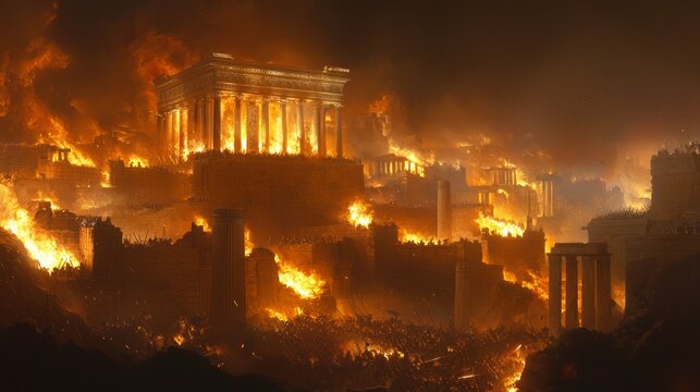 Epic Battle of Troy: Heroes Clash Amidst Flames and Chaos