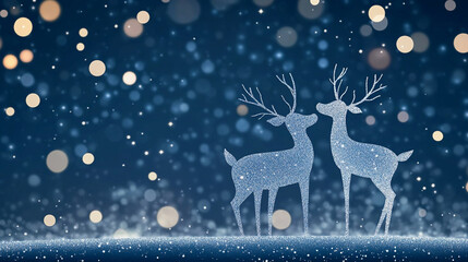 Winter banner with deer