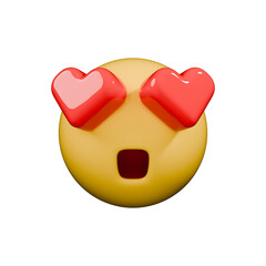 heart eyes, in love emoji glossy 3d illustration
