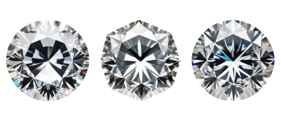Collection of diamonds isolated on transparent background