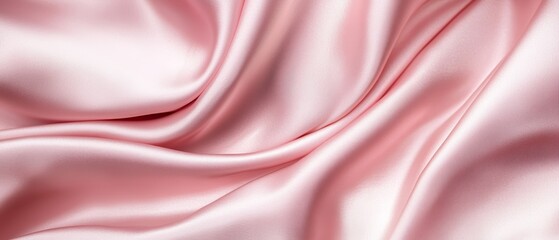 A close up of the texture and sheen on pink satin fabric, with its soft folds creating an elegant backdrop for product photography. The fabric's lustrous surface reflects light beautifully 