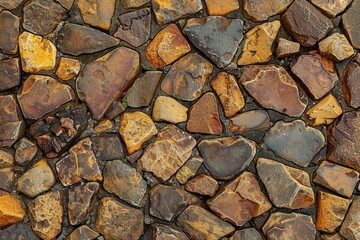 Obraz premium Photo of Brown pebble stone paving surface. Background texture for backdrops or mapping