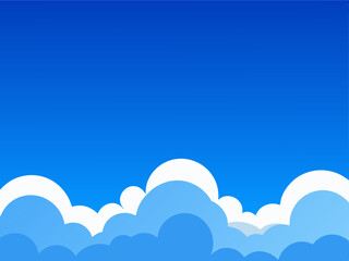 Fototapeta premium Fluffy clouds on a blue sky background backdrop. Lots of copyspace for advertising or other objects