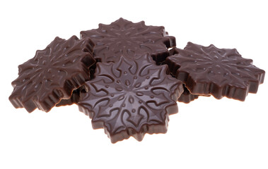 chocolate snowflakes isolated