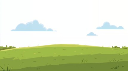 a cartoon illustration of a landscape with a blue sky and clouds