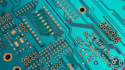 blue printed circuit board. background or texture