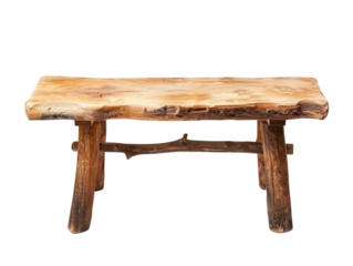 handmade wooden table isolated on white or transparent png