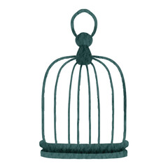 Watercolor Vintage Bird Cage Element Vector
