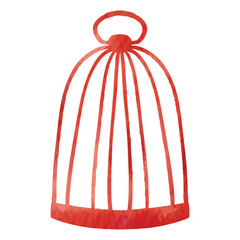 Watercolor Vintage Bird Cage Element Vector