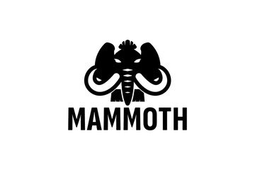 Fototapeta premium mammoth elephant logo vector icon illustration. mammoth ancient animal line logo mascot design.