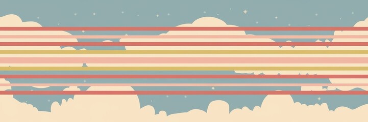 Abstract Cloudy Sky with Colorful Stripes