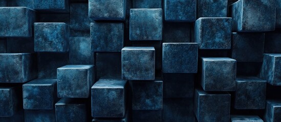 Abstract Blue Cube Wall Texture