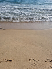 
It's a beach with waves crashing in