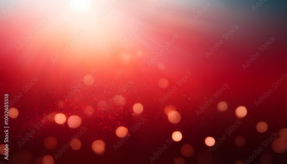 Wall mural red gradient abstract background with soft colorful bokeh light rays. glowing christmas celebration 