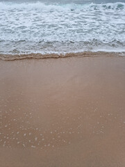 
It's a beach with waves crashing in