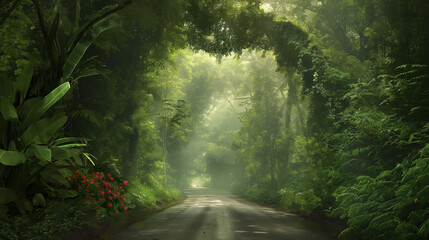 Obraz premium Quiet Avenue in a Small Town