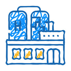 factory production hydrogen doodle icon sketch vector. factory production hydrogen sign. isolated symbol illustration