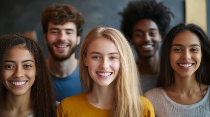 Fototapeta premium Diverse Group of Young Adults Smiling and Bonding Together