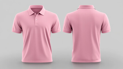 A plain pink polo shirt for men, ready for you to add your own design on the front and back.