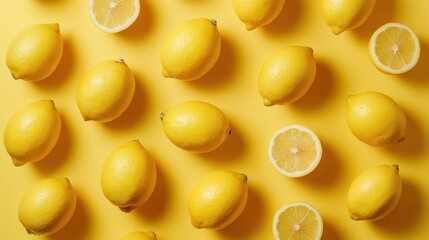 A Vibrant Birds-Eye View of Whole Lemons Perfect for Culinary and Design Use