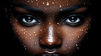 Hydrated Skin with Water Drops in Macro Focus