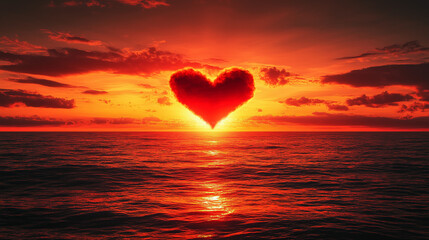 Beautiful view of sunset with heart shape in the sky
