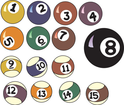 Set of pool balls