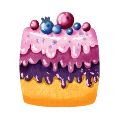 Watercolor Sweet Tart Cake Element Vector Collection