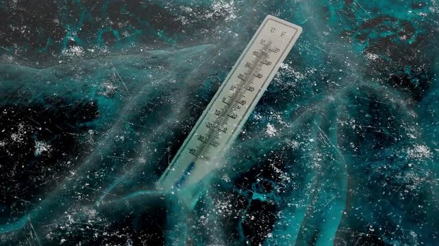 The thermometer is below zero. It's freezing.