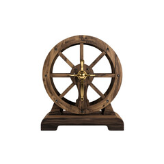 Obraz premium Wooden Wheel with Golden Hub