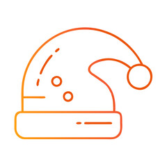 Winter hat with pompom, line icon, colored, winter holiday symbol