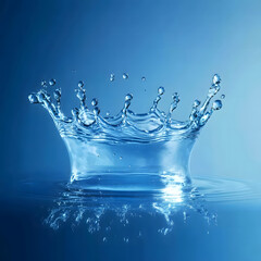  Water Splash Crown on Blue Background