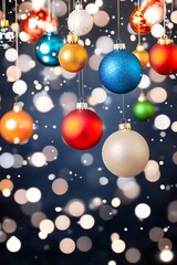 Beautifully Decorated Christmas Ornaments Hanging Against a Festive Background