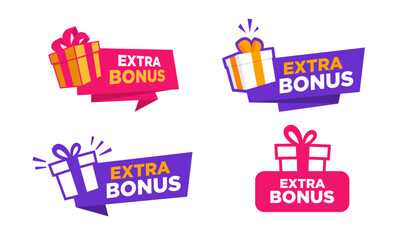 Extra bonus sticker collection. Suitable for sales promotion and advertising design element.