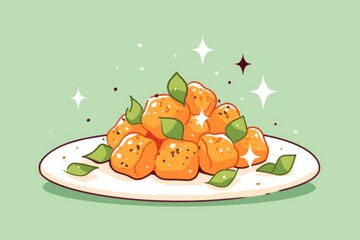 Obraz premium Colorful Illustration of Delicious Orange Dumplings